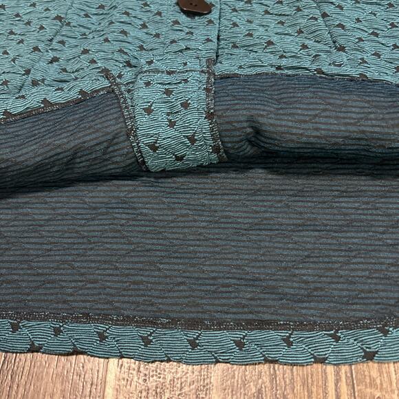 Habitat Lagenlook Button Down Jacket L Blazer Green Black Womens - Picture 4 of 7